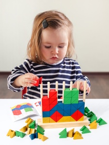Jucarie din Lemn Masiv pentru Copii, Puzzle 3D cu Inele si Blocuri Curcubeu, 54 de Piese, Interactive pentru Invatarea Culorilor, Educative pentru Prescolari - Img 3