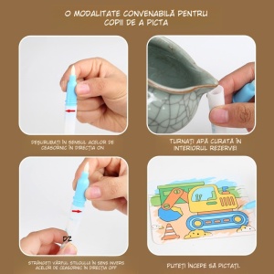 Tabla de Desen din Lemn cu Nisip pentru Invatarea Alfabetului, 36 Cartonase Colorate, 8 Sticle de Nisip, Jucarie Senzoriala Creativa, 22x17.5x1.5 cm - Img 2