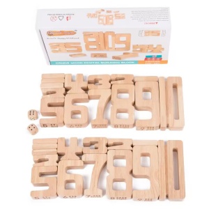 Tabla Educativa Montessori, Set Educational Monocolor de 32 de Blocuri Numerice din Lemn cu Zaruri, Introduce Copiii in Lumea Matematicii Intr-un Mod Interactiv si Distractiv, 3-6 ani - Img 1