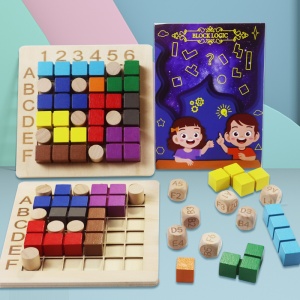 Joc Montessori din Lemn Pentru Copii, Educatie Timpurie, Cuburi Magice de Constructie, Blocuri de Potrivire, Stimularea Gandirii Logice si a Inteligentei, Joc de Masa Inteligent Pentru Miciile Genii, Tabla de Joc in Forma de Patrat - Img 2