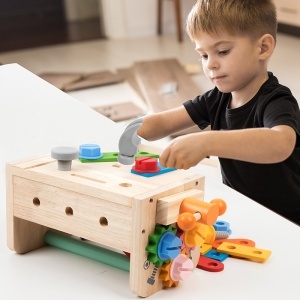 Set de Unelte din Lemn Montessori – Set Multifunctional de 29 de Piese pentru Joc de Rol si Constructie, Educativ pentru Copii 3-6 Ani - Img 2