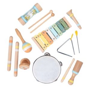 Set Instrumente Muzicale din Lemn Montessori, Percutie si Xilofon pentru Copii 1-5 Ani, Jucarie Educativa, Dezvolta Recunoasterea Ritmului si Abilitatile de Concentrare, Perfectioneaza Coordonarea Mana-Ochi, Multicolor - Img 4