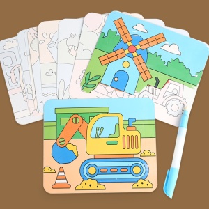 Tabla de Desen din Lemn cu Nisip pentru Invatarea Alfabetului, 36 Cartonase Colorate, 8 Sticle de Nisip, Jucarie Senzoriala Creativa, 22x17.5x1.5 cm - Img 3