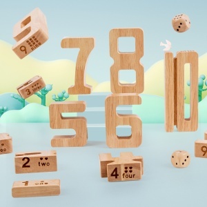 Tabla Educativa Montessori, Set Educational Monocolor de 32 de Blocuri Numerice din Lemn cu Zaruri, Introduce Copiii in Lumea Matematicii Intr-un Mod Interactiv si Distractiv, 3-6 ani - Img 4