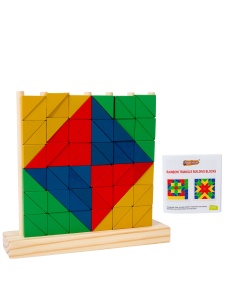 Jucarie din Lemn Masiv pentru Copii, Puzzle 3D cu Inele si Blocuri Curcubeu, 54 de Piese, Interactive pentru Invatarea Culorilor, Educative pentru Prescolari - Img 1