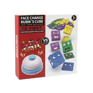 Jucarie Montessori Pentru Stimularea Inteligentei, Joc Captivant, Puzzle 3D, Cub Magic cu Emotii si Expresii Faciale, Blocuri de Constructie cu Design Variabil, Multicolor