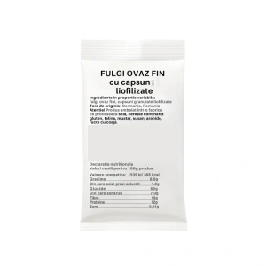 Fulgi de ovaz fini cu capsuni granulate liofilizate - 50 g - Img 2