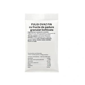 Fulgi de ovaz fini cu fructe de padure granulate liofilizate - 50 g - Img 2