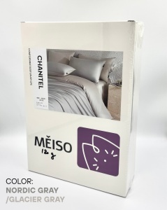 Lenjerie de Pat Bicolor MĚISO 240x260 King cm din Bumbac 100% TC300 - Img 3