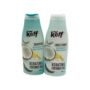 KEFF PROMO PACK Șampon + Balsam KERATIN & COCONUT OIL 500ml