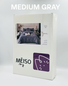 Lenjerie de Pat MĚISO 240x260 cm din Bumbac 100% TC300 – Medium Grey - Img 2
