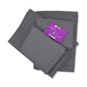 Lenjerie de Pat MĚISO 240x260 cm din Bumbac 100% TC300 – Medium Grey - Img 3