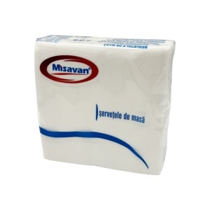 Șervețele de masă Misavan, 33 × 33 cm, 2 straturi, 40 bucăți, albe