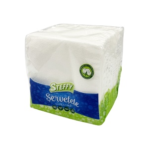 Șervețele de masă Steffy Extrafine, 25 × 25 cm, 100 bucăți, albe