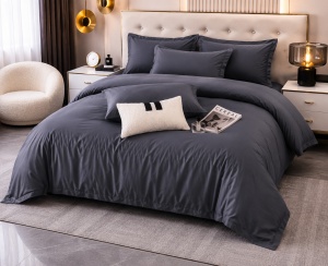 Lenjerie de Pat MĚISO 240x260 cm din Bumbac 100% TC300 – Medium Grey