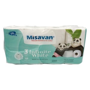 MISAVAN Hârtie igienică 3 INFINITE WHITE, 3 straturi, 140 foi, 8 buc.