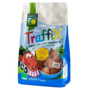 Biscuiti Traffix din grau spelta si cacao indulciti cu agave, ECO, 125g