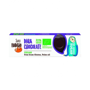 Ciocolata neagra vegana 70% cacao, Fudgio, ECO, 40g (fara zahar, fara gluten)