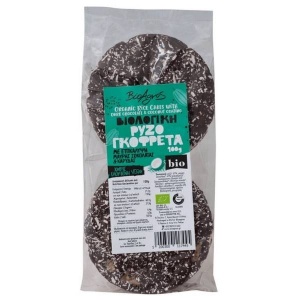 Rondele de orez cu glazura de ciocolata neagra si cocos, Bioagros, ECO, 100g(fără gluten)