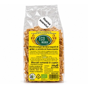 Biscuiti din faina integrala de grau cu seminte de floarea soarelui, ECO, 200g