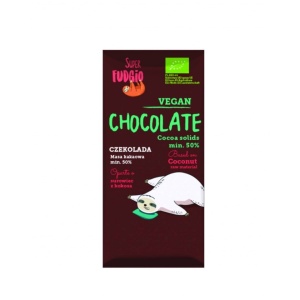 Ciocolată cu nucă de cocos, Fudgio, ECO, 40g (fara zahar, fara gluten)