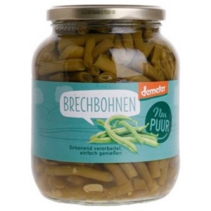 Fasole verde, taiata in borcan, Nur Puur, ECO, 340g/185g