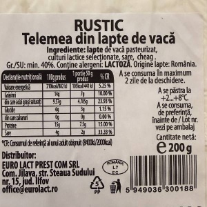 Telemea din lapte de vaca, Rustic, 400g - Img 2