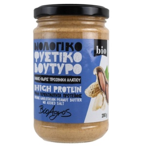 Unt de arahide cu conținut ridicat de proteine, BioAgros, ECO, 280g (fără sare)