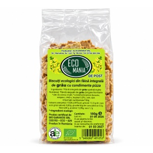 Biscuit din faina integrala de grau cu condiment pizza, ECO, 150g