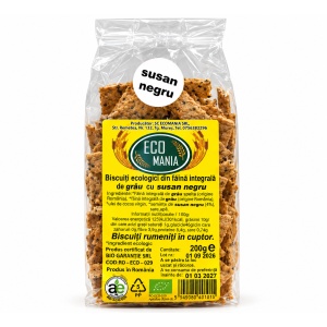Biscuiti din faina integrala de grau cu seminte de susan negru, ECO, 200g