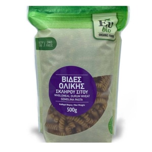 Paste Suruburi integrale din grau dur, EuBio, ECO, 500g expira 09.07.2026
