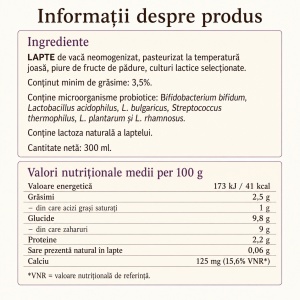 Iaurt cu fructe de padure de baut din Tara Motilor, 300ml - Img 2