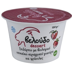 Iaurt grecesc de capra cu capsuni, ECO, 150g