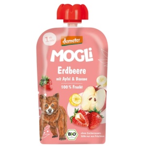 Piure capsuni, mere si banane, Mogli, ECO, 100g (1an+)