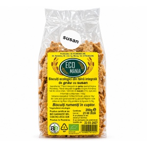 Biscuiti din faina integrala de grau cu seminte de susan, ECO, 200g