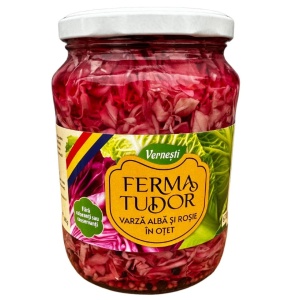 Varza alba si rosie in otet, Ferma Tudor, 670g