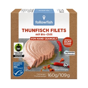 File de ton cu ulei de floarea soarelui organic si chili, Followfood, 160g