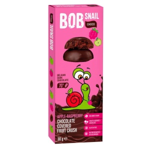 Fruit Snack - Mere, zmeura și ciocolată, Bob Snail, 30g (fără zahăr)