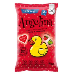 Pufuleti cu mar si capsuni, Angelina, Little Angel, ECO, 30 g (fara gluten)