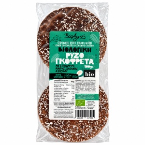 Rondele de orez cu glazura de ciocolata neagra si cocos, Bioagros, ECO, 100g(fără gluten)