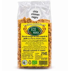 Biscuiti din faina integrala de grau cu chia si chimen negru, ECO, 200g