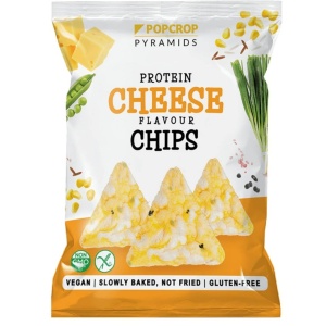 Chipsuri proteice vegane cu aromă de brânză și ceapă, PopCrop, 60g