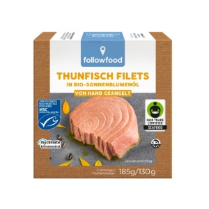 File de Ton în ulei de floarea soarelui organic, Followfood, 185g