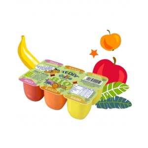 Iaurt pt copii cu banane, caise si capsuni, Teddi, ECO, 6x50g