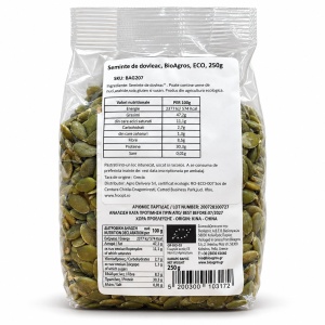 Seminte de dovleac, BioAgros, ECO, 250gr - Img 2