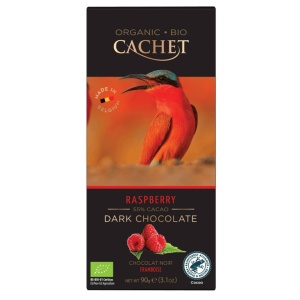 Ciocolata neagra cu zmeura 55% cacao, Cachet, ECO, 90g