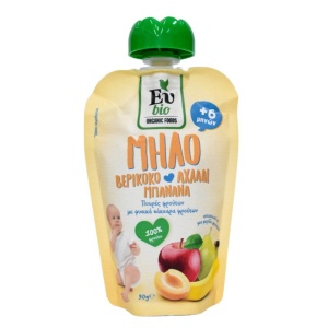 Smoothie cu mere-caise-pere-banane de la 6 luni, EuBio, ECO, 90g