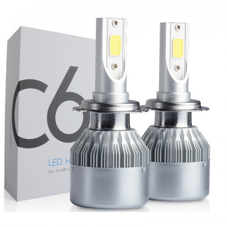 Set 2 becuri LED Auto, model C6, soclu H7, 6000K, 36W, 3500Lm , plug & play