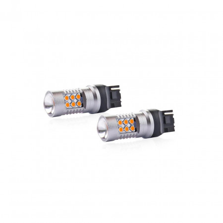 Set becuri auto cu LED CANBUS compatibil W21W T20 24 SMD 6.2W Orange 12/24V, destinat competitiilor auto sau off-road