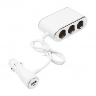 Adaptor bricheta auto tripla 12/24V, iluminata LED, cu intrerupator individual si 1 port USB, 5V, 2.1A - Img 3